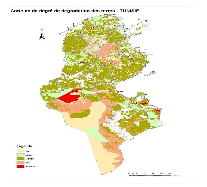 Carte de degré de dégradation des terres