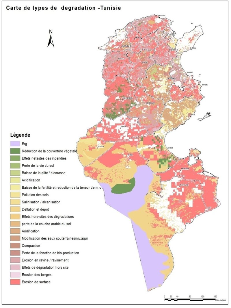 Carte de types de dégradation des terres