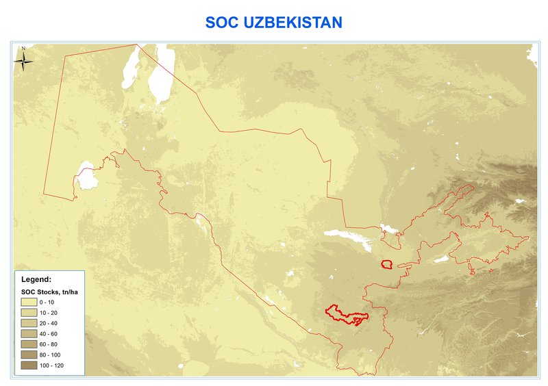 Soil organic carbon map of Uzbekistan